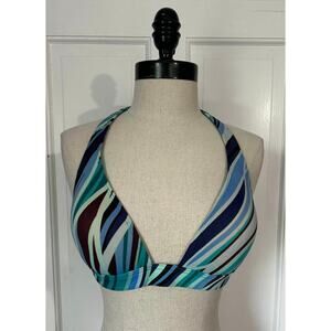 VICTORIA'S SECRET Blue Stripe Bikini Swim Top Only Womens L